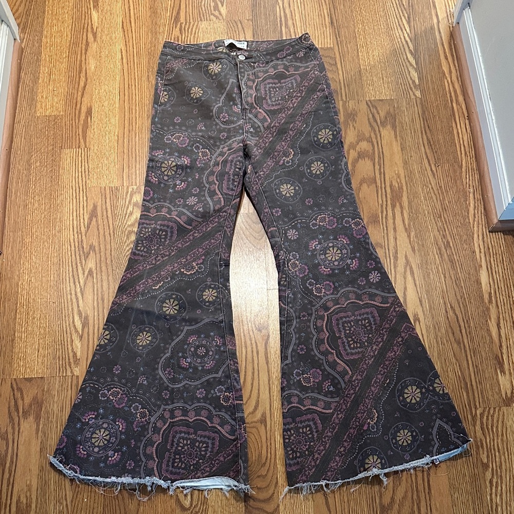 We The Free Brown and Pink Flare Pants